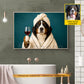 Funny Personalized Dog & Wine Toilet Canvas Painting, Spa Dog Bathroom Wall Art Decor, Restroom Poster Gift For Dog Lover