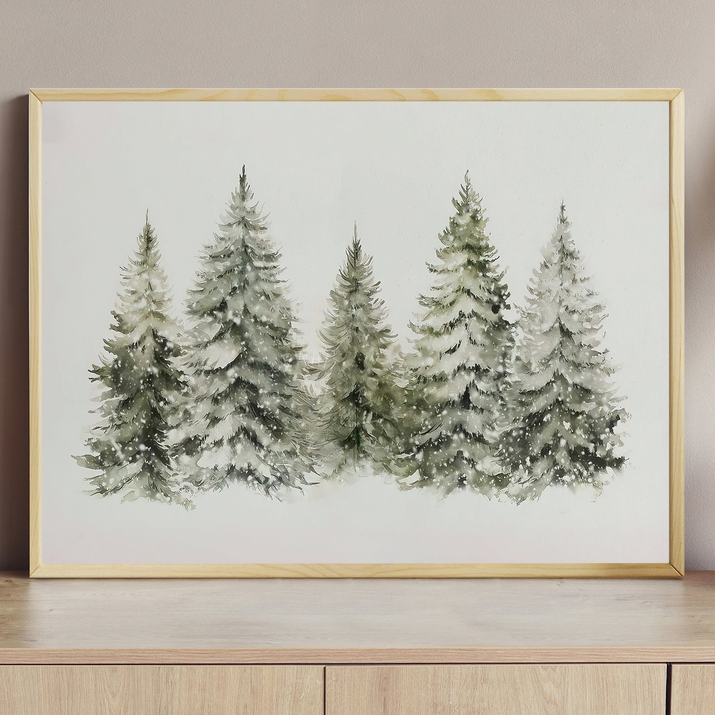 A Serene Winter's Tale, Christmas Tree Canvas Painting, Xmas Wall Art Decor - Christmas Poster Gift