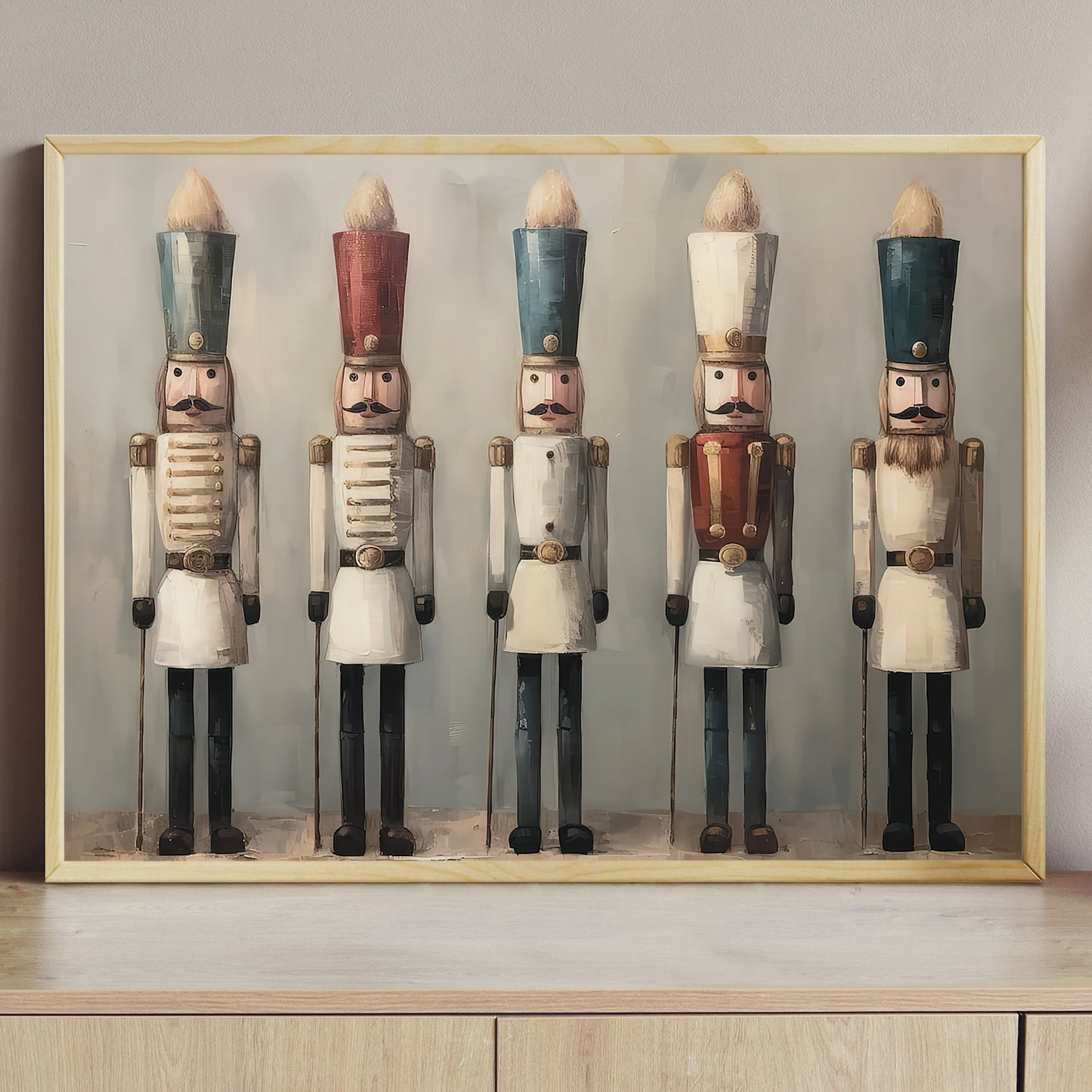 Minimalist Nutcrackers Christmas, Nutcrackers Christmas Canvas Painting, Xmas Wall Art Decor - Nutcrackers Poster Gift