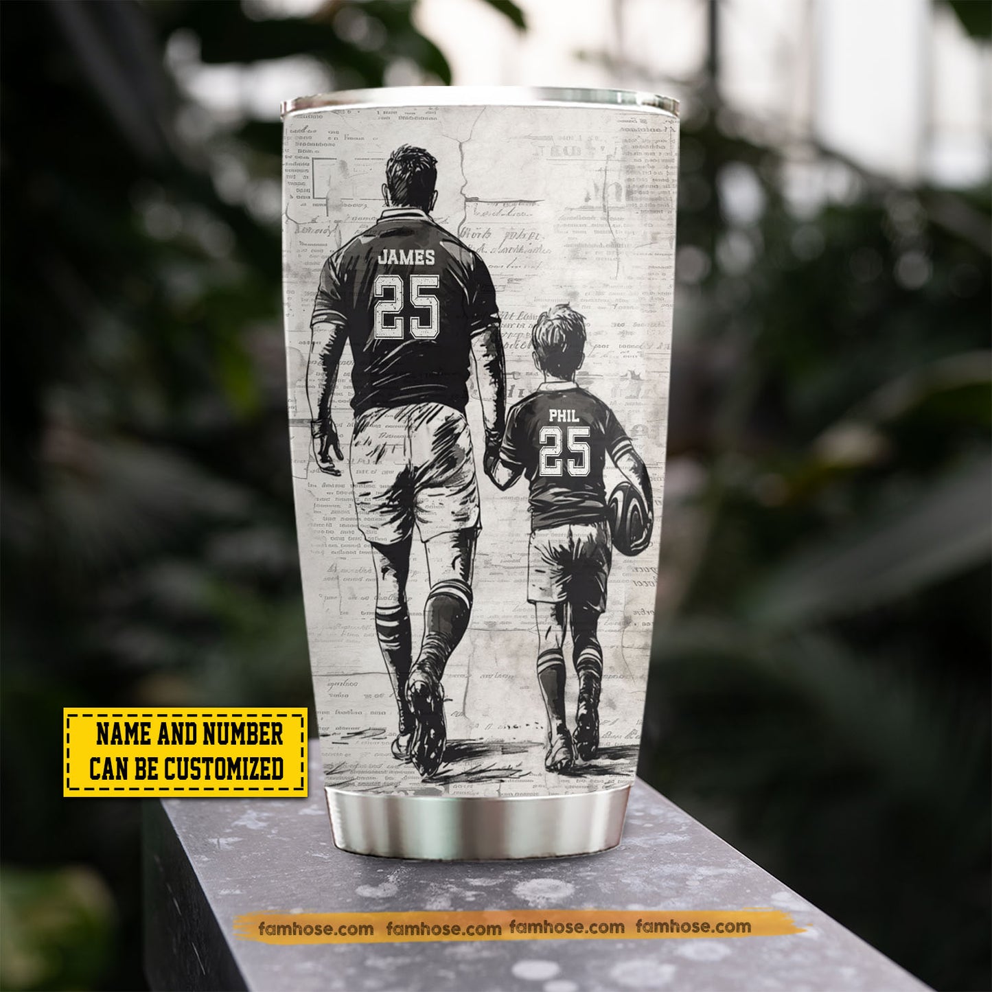 Personalized Rugby Dad Son Tumbler, Behind Every Rugby Player Sports Stainless Steel Tumbler, Travel Mug Tumblers Gift For Rugby Lovers
