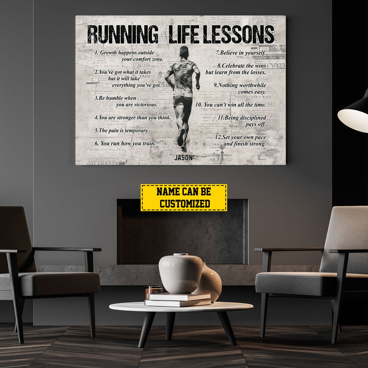 Running Life Lessons, Personalized Motivational Running Canvas Paintin ...