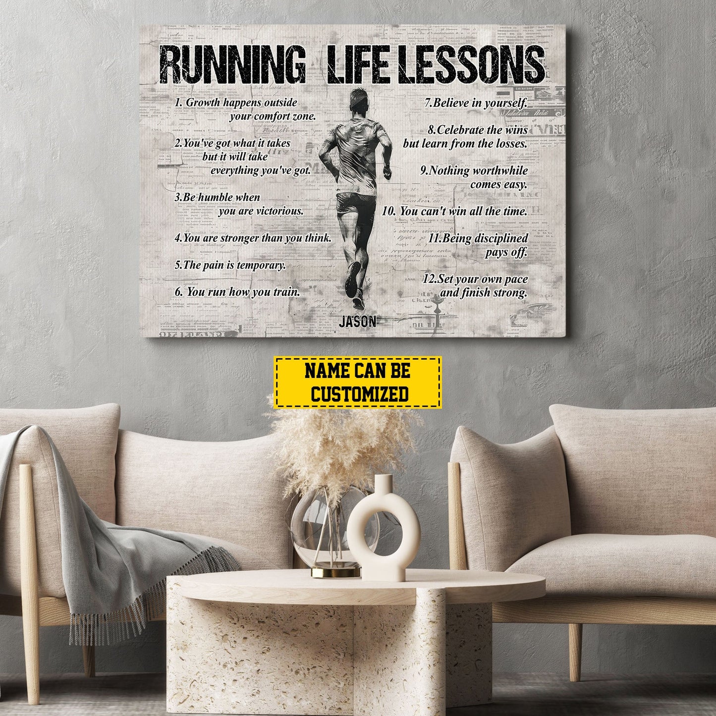 Running Life Lessons, Personalized Motivational Running Canvas Paintin ...