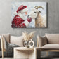 Christmas Goat Canvas Painting, Rustic Santa And Goat Wall Art Decor, Xmas Poster Gift For Goat Lovers