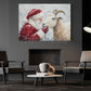 Christmas Goat Canvas Painting, Rustic Santa And Goat Wall Art Decor, Xmas Poster Gift For Goat Lovers