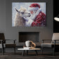Christmas Llama Canvas Painting, Rustic Santa And Llama Wall Art Decor, Xmas Poster Gift For Llama Lovers