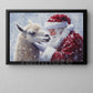 Christmas Llama Canvas Painting, Rustic Santa And Llama Wall Art Decor, Xmas Poster Gift For Llama Lovers