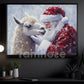 Christmas Llama Canvas Painting, Rustic Santa And Llama Wall Art Decor, Xmas Poster Gift For Llama Lovers