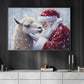 Christmas Llama Canvas Painting, Rustic Santa And Llama Wall Art Decor, Xmas Poster Gift For Llama Lovers