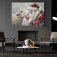 Christmas Sheep Canvas Painting, Rustic Santa And Sheep Wall Art Decor, Xmas Poster Gift For Sheep Lovers