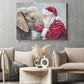 Christmas Elephant Canvas Painting, Rustic Santa And Elephant Wall Art Decor, Xmas Poster Gift For Elephant Lovers