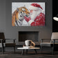 Christmas Tiger Canvas Painting, Rustic Santa And Tiger Wall Art Decor, Xmas Poster Gift For Tiger Lovers