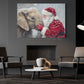 Christmas Elephant Canvas Painting, Rustic Santa And Elephant Wall Art Decor, Xmas Poster Gift For Elephant Lovers