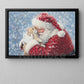 Christmas Cat Canvas Painting, Rustic Santa And Cat Wall Art Decor, Xmas Poster Gift For Cat Lovers