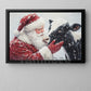 Christmas Heifer Canvas Painting, Rustic Santa And Heifer Wall Art Decor, Xmas Poster Gift For Heifer Lovers