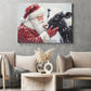 Christmas Heifer Canvas Painting, Rustic Santa And Heifer Wall Art Decor, Xmas Poster Gift For Heifer Lovers