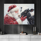 Christmas Heifer Canvas Painting, Rustic Santa And Heifer Wall Art Decor, Xmas Poster Gift For Heifer Lovers