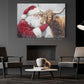 Christmas Highland Cow Canvas Painting, Rustic Santa And Highland Cow Wall Art Decor, Xmas Poster Gift For Highland Cow Lovers