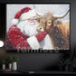 Christmas Highland Cow Canvas Painting, Rustic Santa And Highland Cow Wall Art Decor, Xmas Poster Gift For Highland Cow Lovers