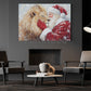 Christmas Lion Canvas Painting, Rustic Santa And Lion Wall Art Decor, Xmas Poster Gift For Lion Lovers
