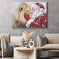 Christmas Lion Canvas Painting, Rustic Santa And Lion Wall Art Decor, Xmas Poster Gift For Lion Lovers