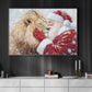 Christmas Lion Canvas Painting, Rustic Santa And Lion Wall Art Decor, Xmas Poster Gift For Lion Lovers