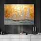 Gold Ship Abstract Sailing, Victorian Canvas Painting, Gothic Wall Art Decor - Ocean Poster Gift