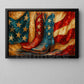 July 4th Cowboy Canvas Painting, Stars And Stripes Boots Wall Art Decor, Independence Day Poster Gift For Cowboy Lovers