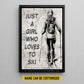 Personalized Skiing Girl Canvas Painting, Just A Girl Who Loves To Ski, Sports Quotes Wall Art Decor, Poster Gift For Skiing Lovers