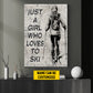Personalized Skiing Girl Canvas Painting, Just A Girl Who Loves To Ski, Sports Quotes Wall Art Decor, Poster Gift For Skiing Lovers
