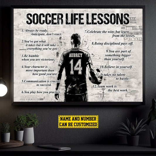 Personalized Motivational Soccer Boy Canvas Painting, Always Be Ready Believe In Yourself, Inspirational Quotes Wall Art Decor, Poster Gift For Soccer Boy Lovers