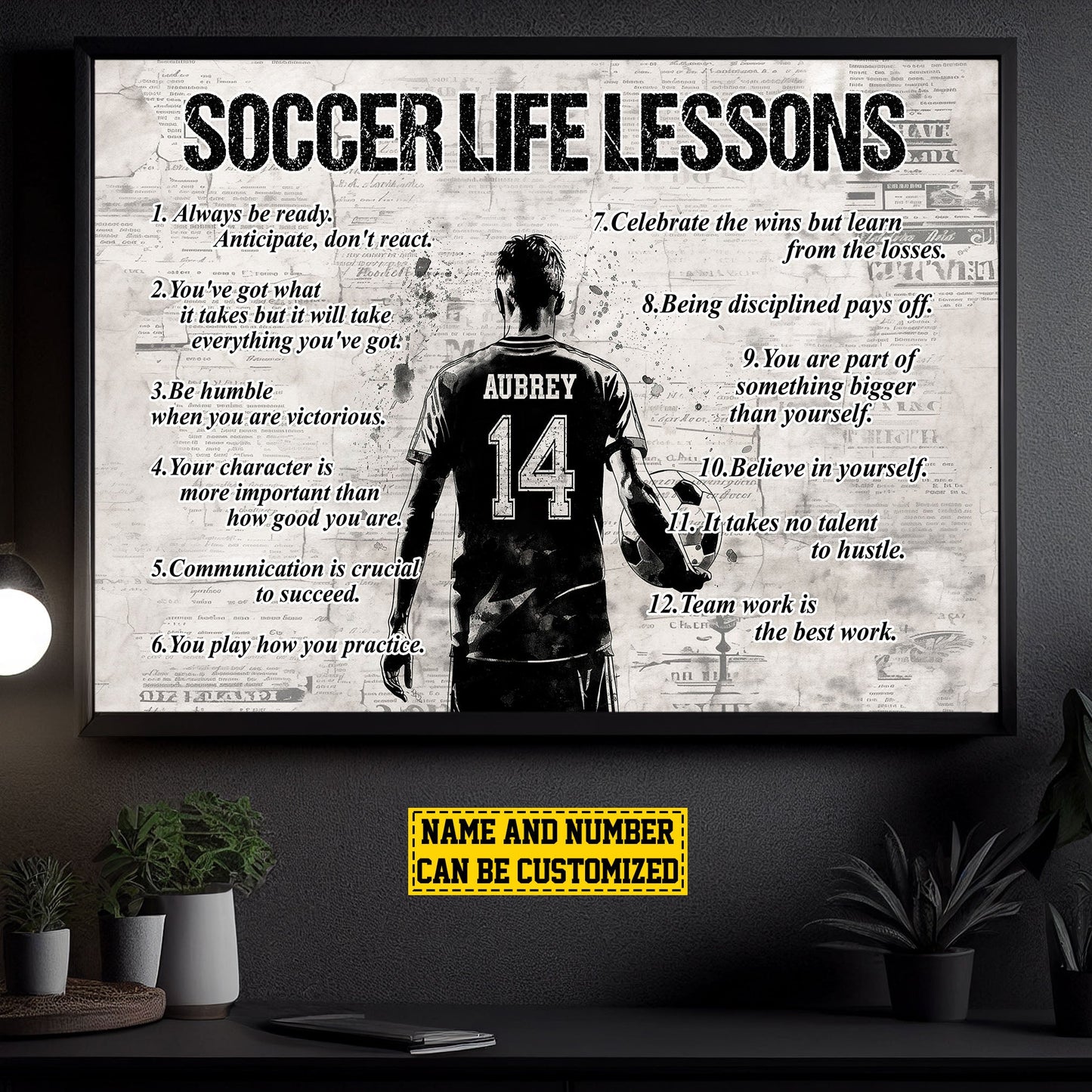 Personalized Motivational Soccer Boy Canvas Painting, Always Be Ready Believe In Yourself, Inspirational Quotes Wall Art Decor, Poster Gift For Soccer Boy Lovers