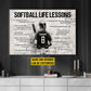 Personalized Motivational Softball Canvas Painting, Softball Girl Player, Inspirational Quotes Wall Art Decor, Poster Gift For Softball Lovers