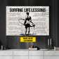 Surfing Life Lessons, Personalized Motivational Surfing Boy Canvas Painting, Sports Quotes Wall Art Decor, Poster Gift For Surfing Lovers, Surfing Boys