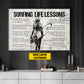 Surfing Life Lessons, Personalized Motivational Surfing Girl Canvas Painting, Sports Quotes Wall Art Decor, Poster Gift For Surfing Lovers, Surfing Girls