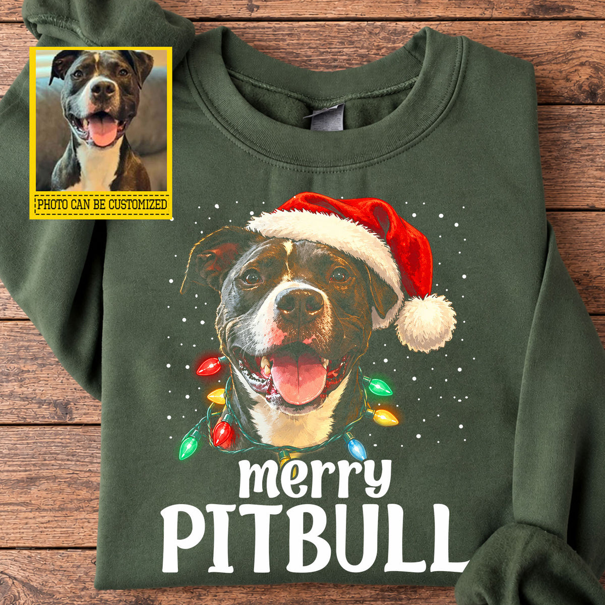 Personalized Christmas Pitbull Dog Sweatshirt, Merry Pitbull Crewneck Sweatshirt Xmas Gift For Dog Lovers