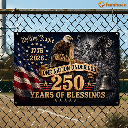 July 4th God USA 250 Anniversary Metal Sign, One Nation Under God Yard Sign, House Decor Independence Day Gift For Christian, American Patriot
