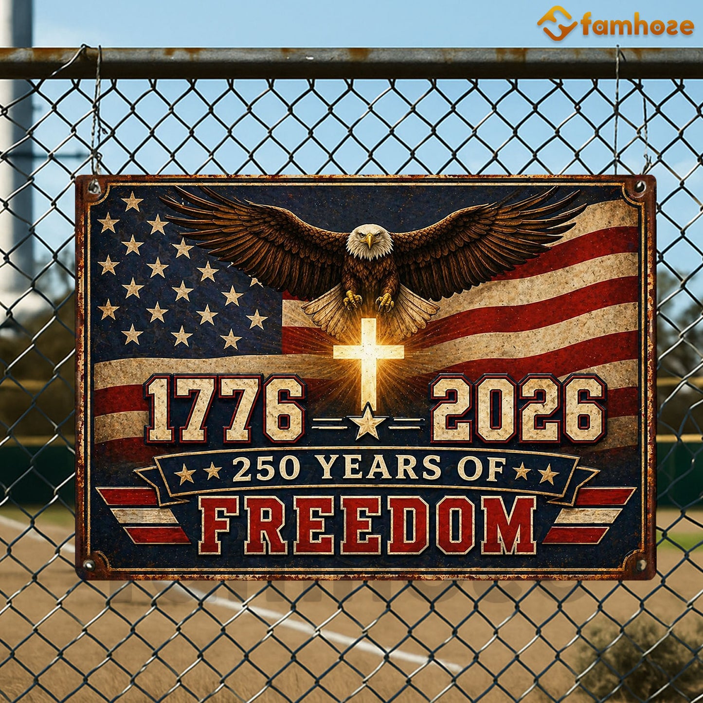July 4th USA 250 Anniversary Metal Sign, 250 Years Of Freedom Yard Sign, House Decor Independence Day Gift For American Patriot