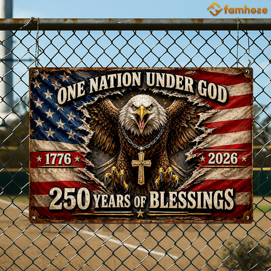 July 4th Jesus USA 250 Anniversary Metal Sign, One Nation Under God Yard Sign, House Decor Independence Day Gift For Christian