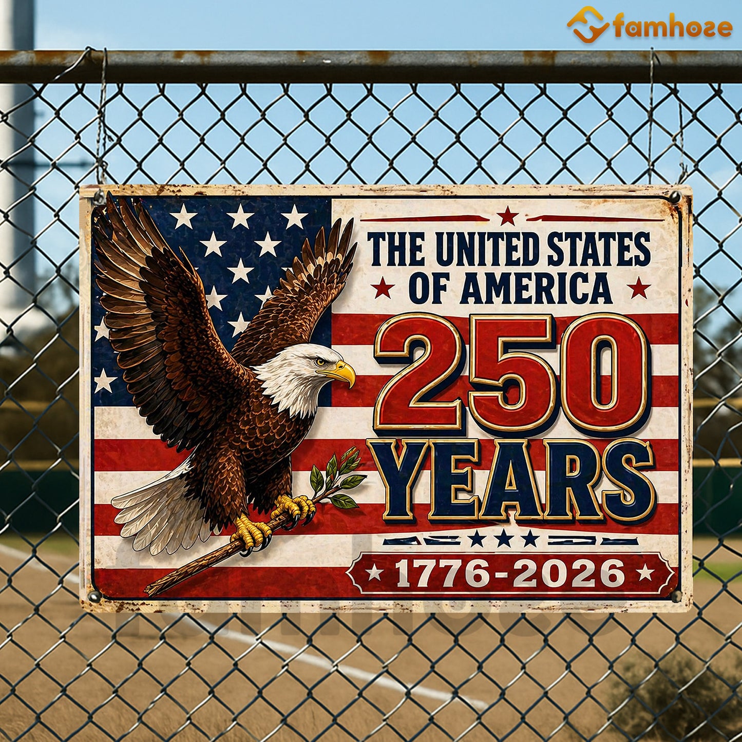 July 4th USA 250 Anniversary Metal Sign, 250 Years The United States Of America Yard Sign, House Decor Independence Day Gift For American Patriot