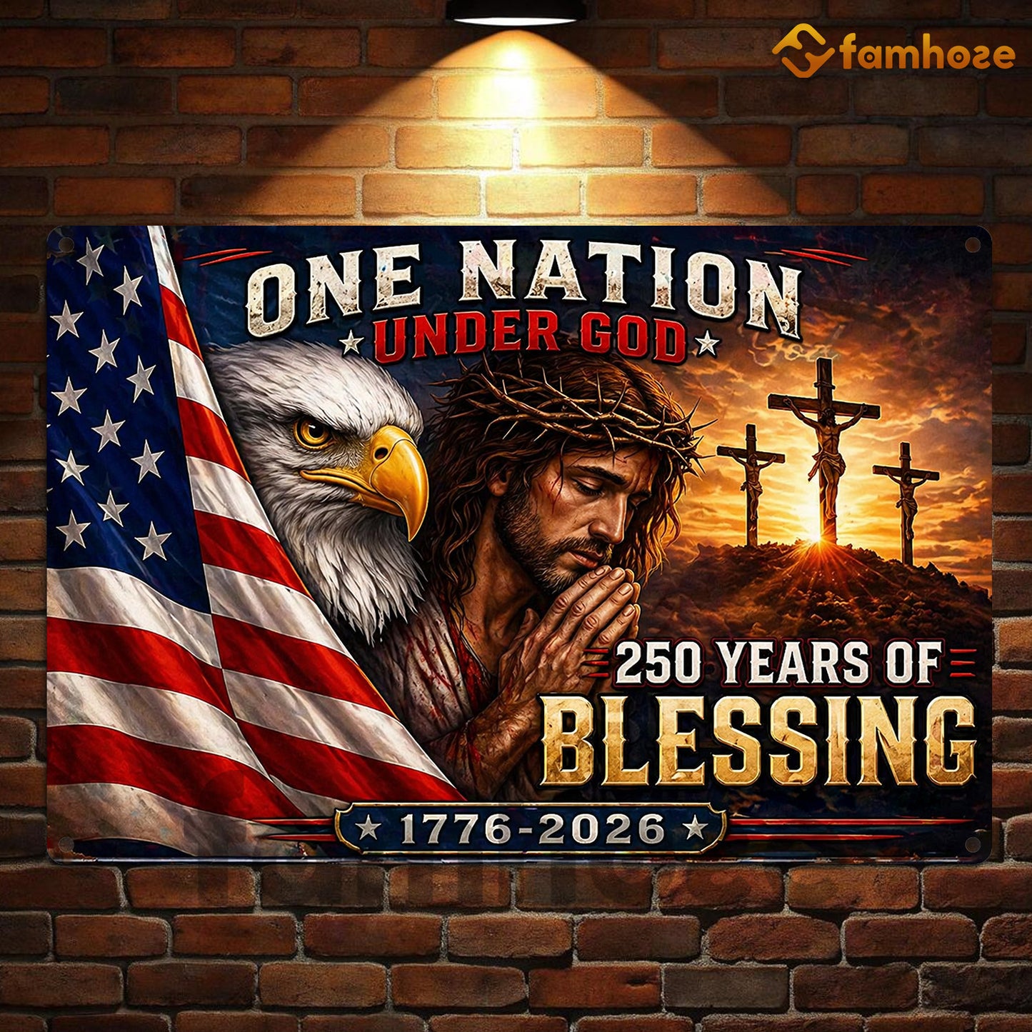 July 4th God USA 250 Anniversary Metal Sign, One Nation Under God Yard Sign, House Decor Independence Day Gift For Christian