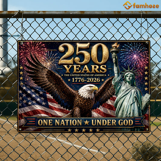July 4th Jesus USA 250 Anniversary Metal Sign, One Nation Under God Yard Sign, House Decor Independence Day Gift For Christian