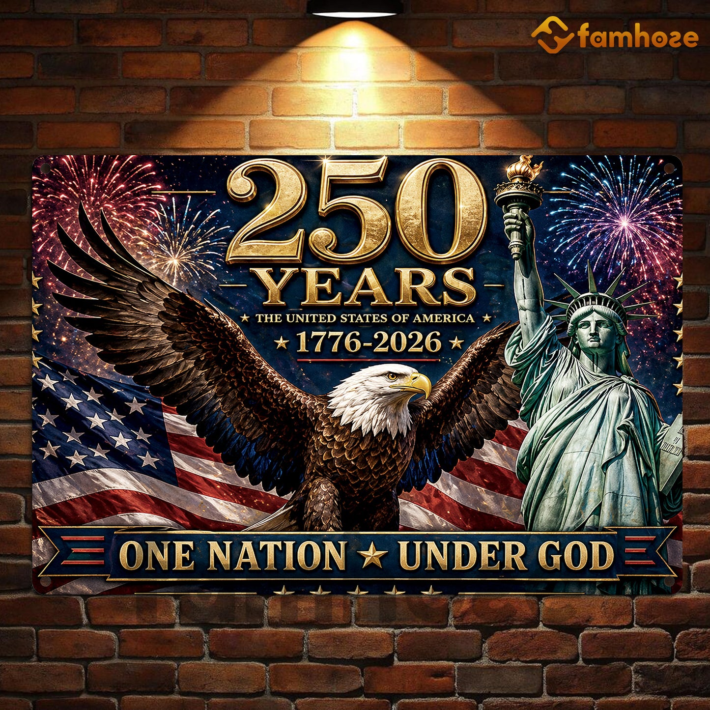 July 4th Jesus USA 250 Anniversary Metal Sign, One Nation Under God Yard Sign, House Decor Independence Day Gift For Christian