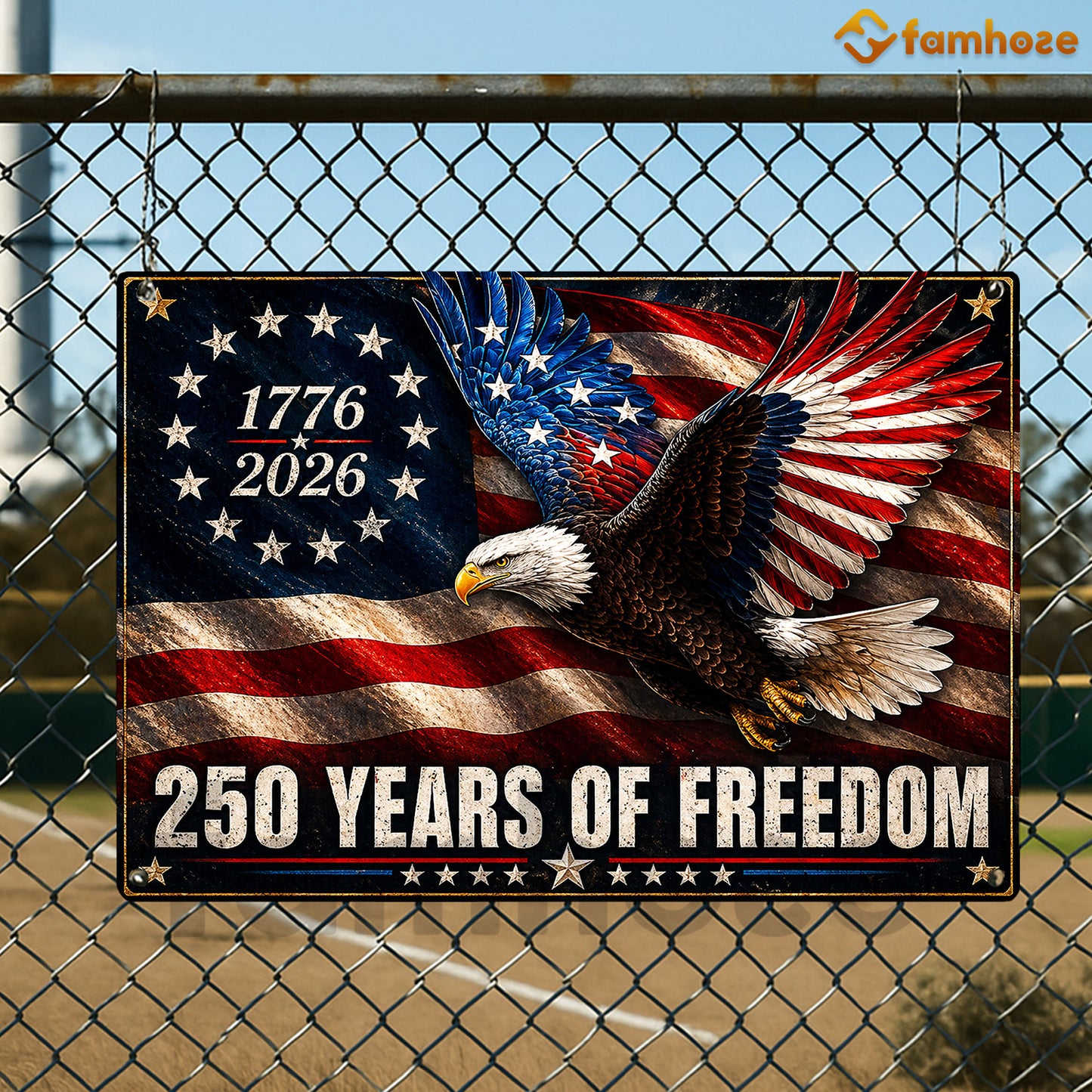 July 4th USA 250 Anniversary Metal Sign, 250 Years Of Freedom Yard Sign, House Decor Independence Day Gift For American Patriot
