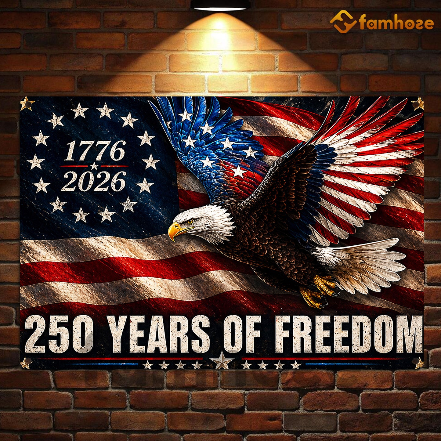 July 4th USA 250 Anniversary Metal Sign, 250 Years Of Freedom Yard Sign, House Decor Independence Day Gift For American Patriot