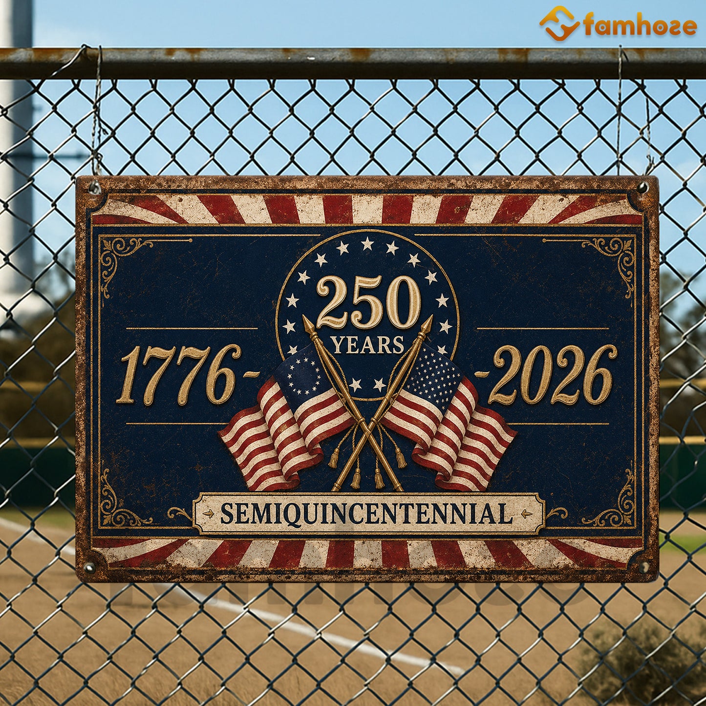 July 4th USA 250 Anniversary Metal Sign, 250 Years 1776 - 2026 Semiquincentennial Yard Sign, House Decor Independence Day Gift For American Patriot