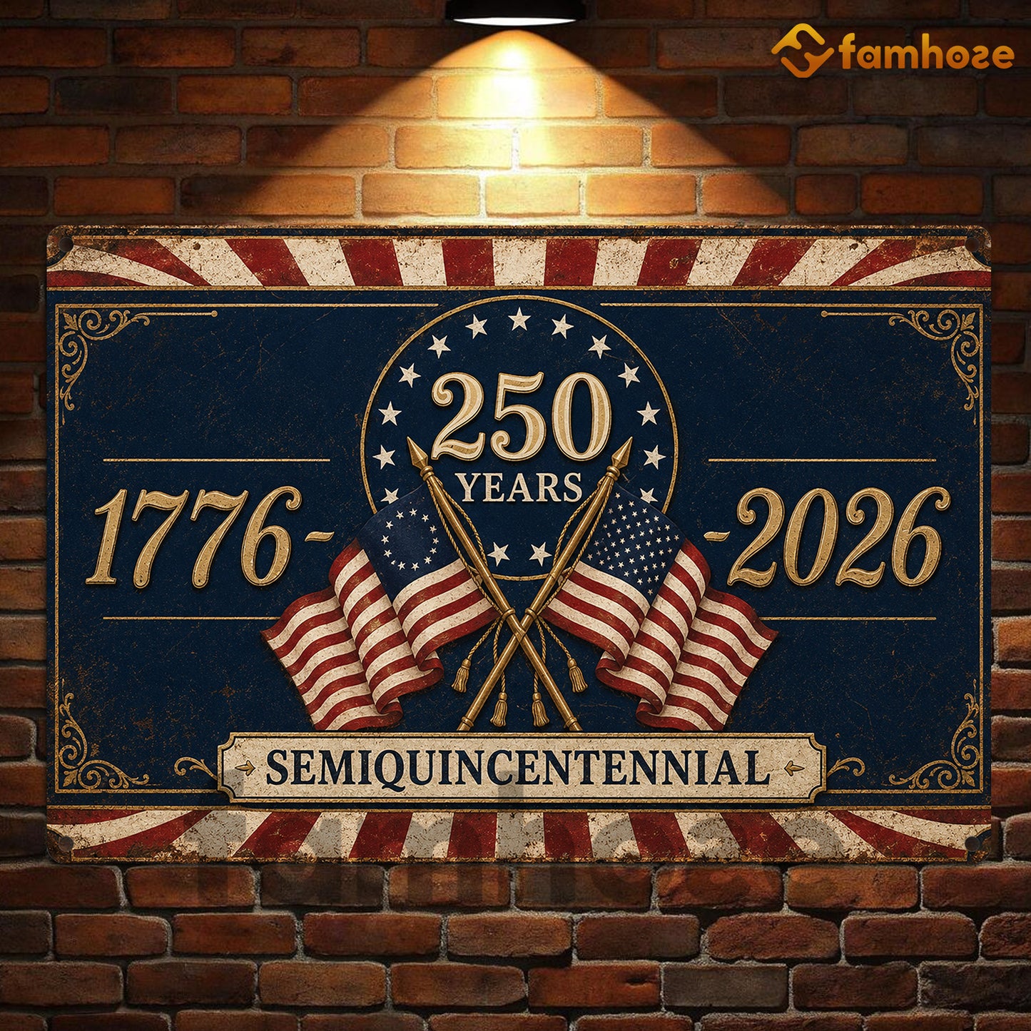July 4th USA 250 Anniversary Metal Sign, 250 Years 1776 - 2026 Semiquincentennial Yard Sign, House Decor Independence Day Gift For American Patriot