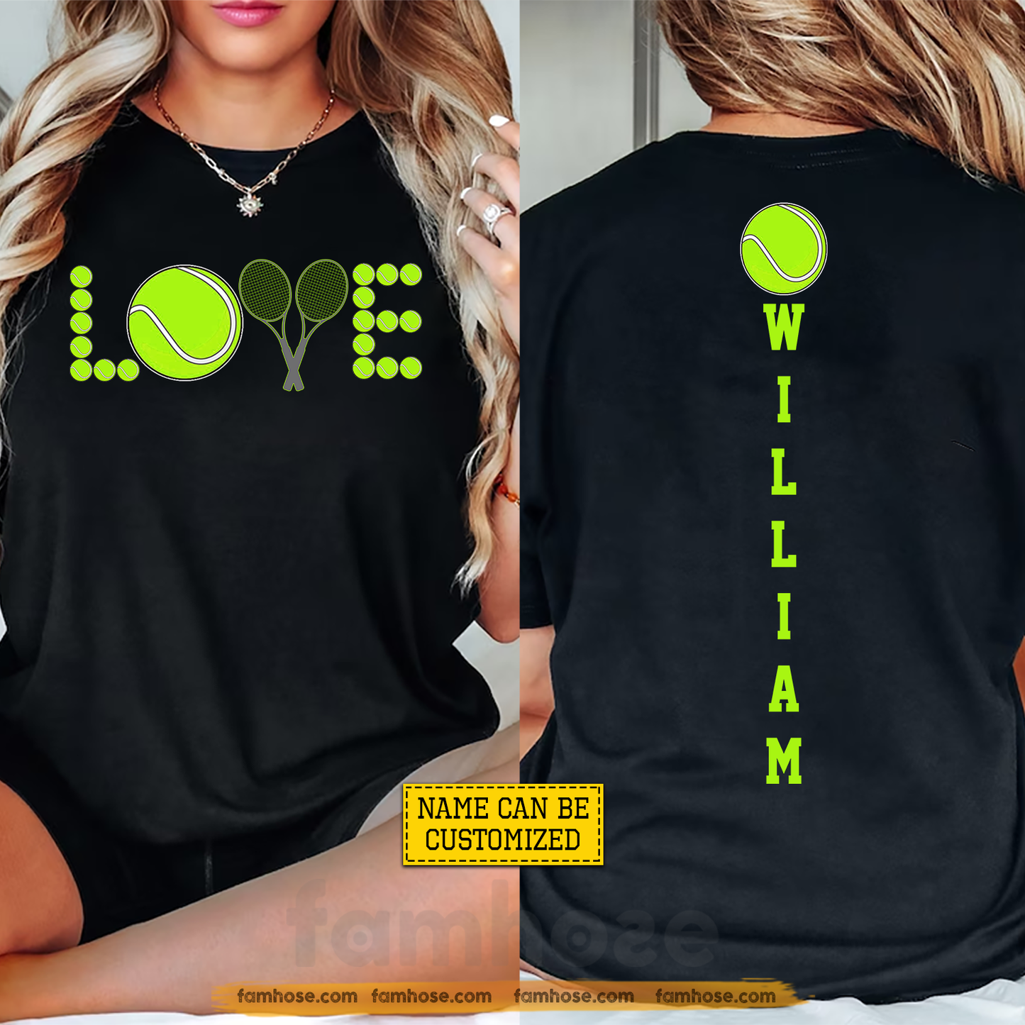 Personalized Tennis Two-sided T-shirt, Love Sport Tees Gift For Tennis Lover