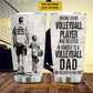 Personalized Volleyball Dad Son Tumbler, Behind Every Volleyball Player Sports Stainless Steel Tumbler, Travel Mug Tumblers Father's Day Gift For Volleyball Lovers
