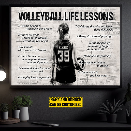 Personalized Motivational Volleyball Canvas Painting, Strong Girl Play Volleyball, Inspirational Quotes Wall Art Decor, Poster Gift For Volleyball Lovers