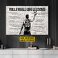 Volleyball Life Lessons Boy, Personalized Motivational Canvas Painting, Inspirational Quotes Wall Art Decor, Poster Gift For Volleyball Lovers